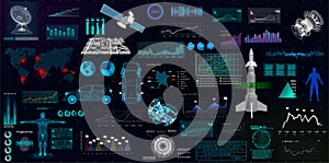 Hightech elements set, HUD UI style